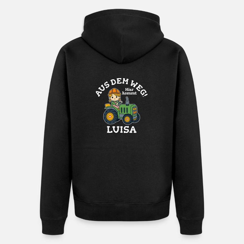 Luisa Name Traktor - Unisex Premium Bio Zip Hoodie - Schwarz