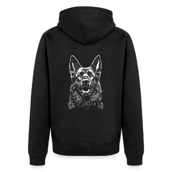 Deutscher Schäferhund Hund Hunde - Unisex Premium Bio Zip Hoodie - Schwarz - Hinten - Nico (187cm)
