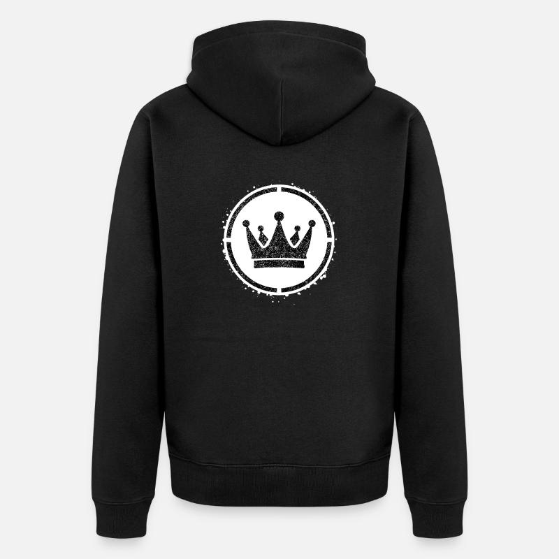 Sponge stencil Crown inside circle - Unisex Premium Organic Zip Hoodie - black