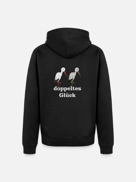storchenpaar doppeltes glück - Unisex Premium Bio Zip Hoodie - Schwarz