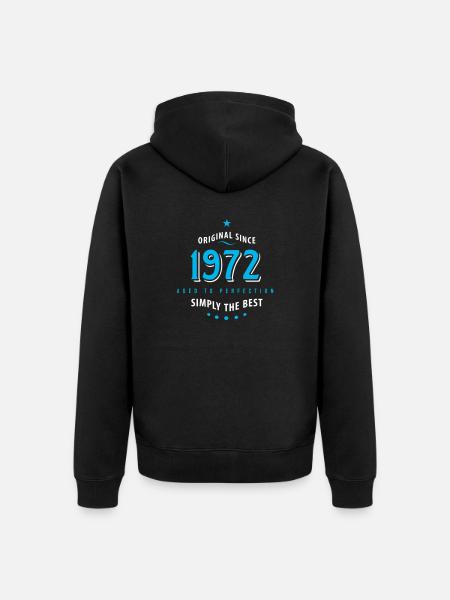 Original since 1972 birthday simply the best Star - Unisex Premium Organic Zip Hoodie - black