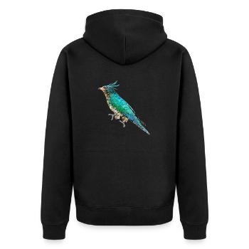 Bird ~ the Emerald Cuckoo - Unisex Premium Organic Zip Hoodie - black - Back - Nico (187cm)