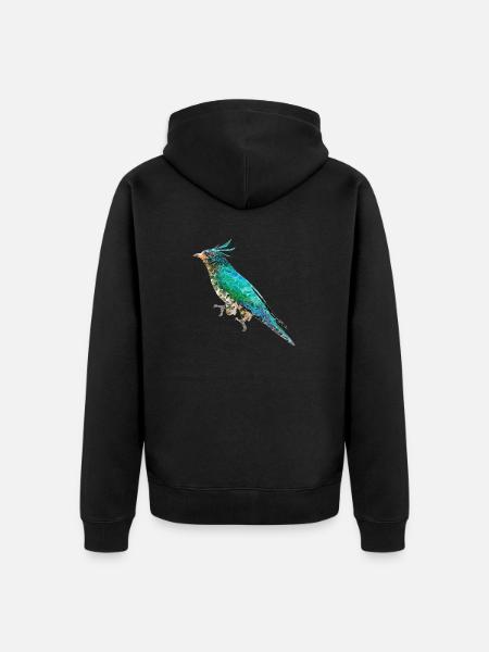 Bird ~ the Emerald Cuckoo - Unisex Premium Organic Zip Hoodie - black
