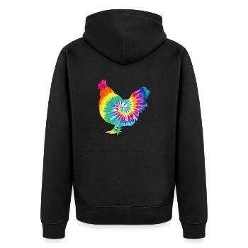Lustiges Huhn Lopver Krawattenfarbe - Unisex Premium Bio Zip Hoodie - Schwarz - Hinten - Nico (187cm)
