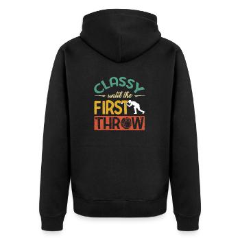 Bocce Ball Player Boules Bocce Funny Quote - Unisex Premium Bio Zip Hoodie - Schwarz - Hinten - Nico (187cm)
