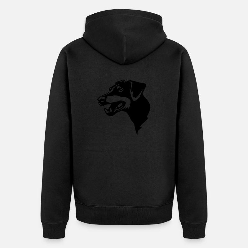 Manchester Terrier Kopf - Unisex Premium Bio Zip Hoodie - Schwarz