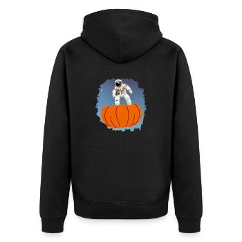 Astronaut Rides Pumpkin Halloween Party Space - Unisex Premium Organic Zip Hoodie - black - Back - Nico (187cm)