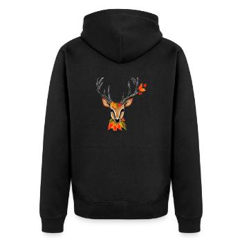 Deerhead in autumn Deer Antlers Goat Fawn 2 - Unisex Premium Organic Zip Hoodie - black - Back - Nico (187cm)