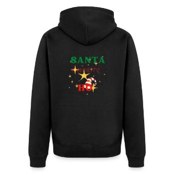 Santa favorite ho, merry Christmas quotes - Unisex Premium Organic Zip Hoodie - black - Back - Nico (187cm)