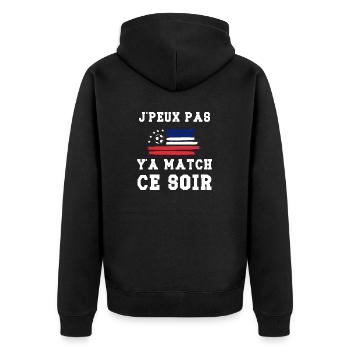 Je peux pas y'a match ce soir cadeau football - Veste à capuche bio Premium Unisexe - noir - Dos - Nico (187cm)