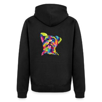 Pop Art Yorkshire Terrier Yorkie Dog Gift - Unisex Premium Organic Zip Hoodie - black - Back - Nico (187cm)