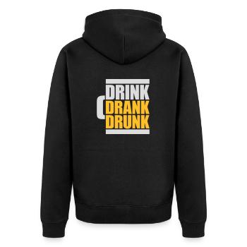 drink drank drunk Zitat - Unisex Premium Bio Zip Hoodie - Schwarz - Hinten - Nico (187cm)
