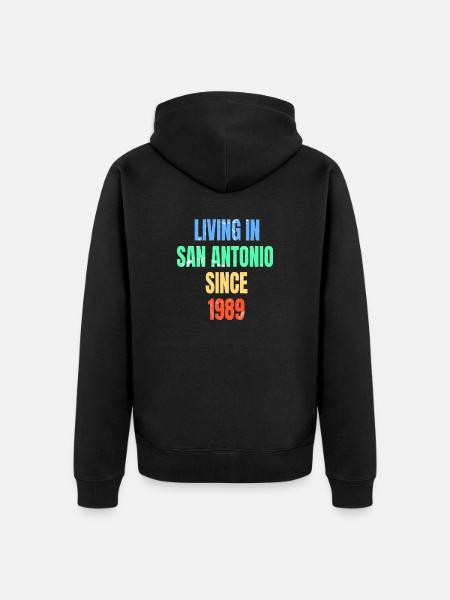 Retro Vintage bor i San Antonio siden 1989 - Premium økologisk unisex-hættejakke - sort