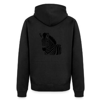 Fun Zebra Cartoon lustig Natur Tier Safari 16 - Unisex Premium Bio Zip Hoodie - Schwarz - Hinten - Nico (187cm)