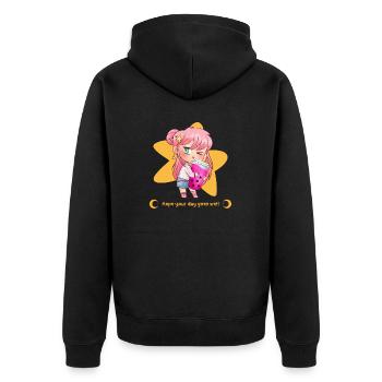 J’espère que votre journée se passe bien Anime/Manga - Veste à capuche bio Premium Unisexe - noir - Dos - Nico (187cm)