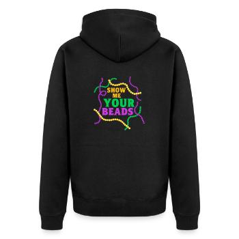 Show Me Your Beads Mardi Gras Party - Unisex Premium Organic Zip Hoodie - black - Back - Nico (187cm)