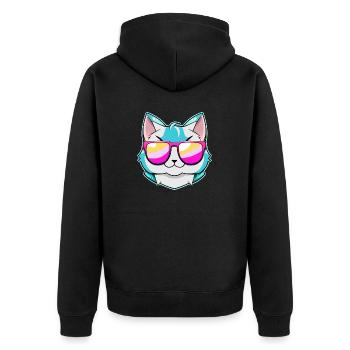 Chat cool avec des lunettes de soleil - Veste à capuche bio Premium Unisexe - noir - Dos - Nico (187cm)