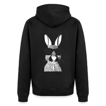 Fashionable Fashion Black and White Rabbit With Glasses - Unisex Premium Organic Zip Hoodie - black - Back - Nico (187cm)