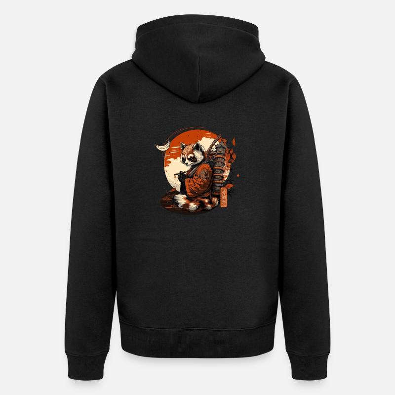 Roter Panda 5 - Unisex Premium Bio Zip Hoodie - Schwarz