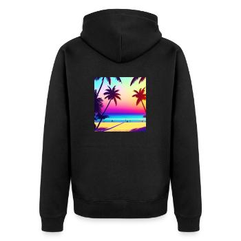 Retro Beach 80s - Unisex Premium Organic Zip Hoodie - black - Back - Nico (187cm)