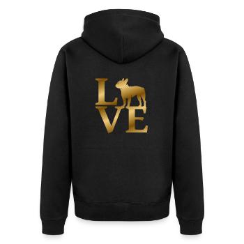 Love Französische Bulldogge - Unisex Premium Bio Zip Hoodie - Schwarz - Hinten - Nico (187cm)