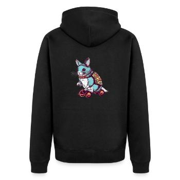 Der süße Chinchilla fährt mit einem Skateboard - Unisex Premium Bio Zip Hoodie - Schwarz - Hinten - Nico (187cm)