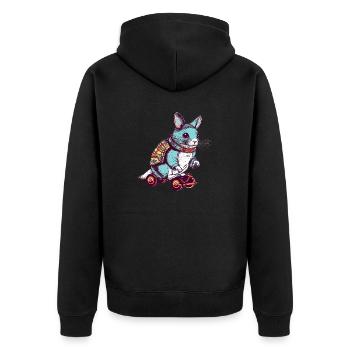 Chinchilla a comme passe-temps le patinage avec le skateboard - Veste à capuche bio Premium Unisexe - noir - Dos - Nico (187cm)