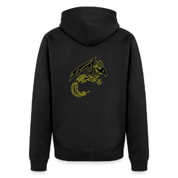 Dragon tribal noir et jaune - Veste à capuche bio Premium Unisexe - noir - Dos - Nico (187cm)