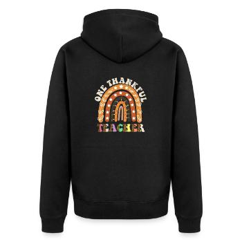 One Thankful Teacher Thanksgiving Day Rainbow - Unisex Premium Bio Zip Hoodie - Schwarz - Hinten - Nico (187cm)