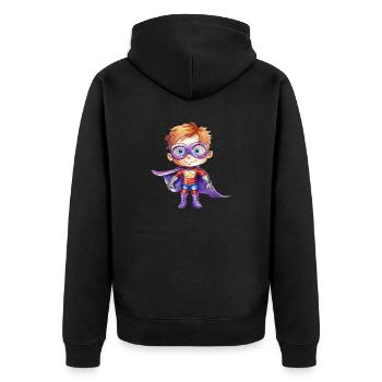 Superheld Wasserfarben Kindheit - Unisex Premium Bio Zip Hoodie - Schwarz - Hinten - Nico (187cm)