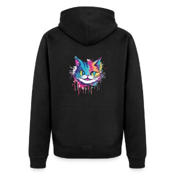 Crazy Colour Cat - Unisex Premium Bio Zip Hoodie - Schwarz - Hinten - Nico (187cm)