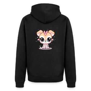Nalla the little sad dog - Unisex Premium Organic Zip Hoodie - black - Back - Nico (187cm)