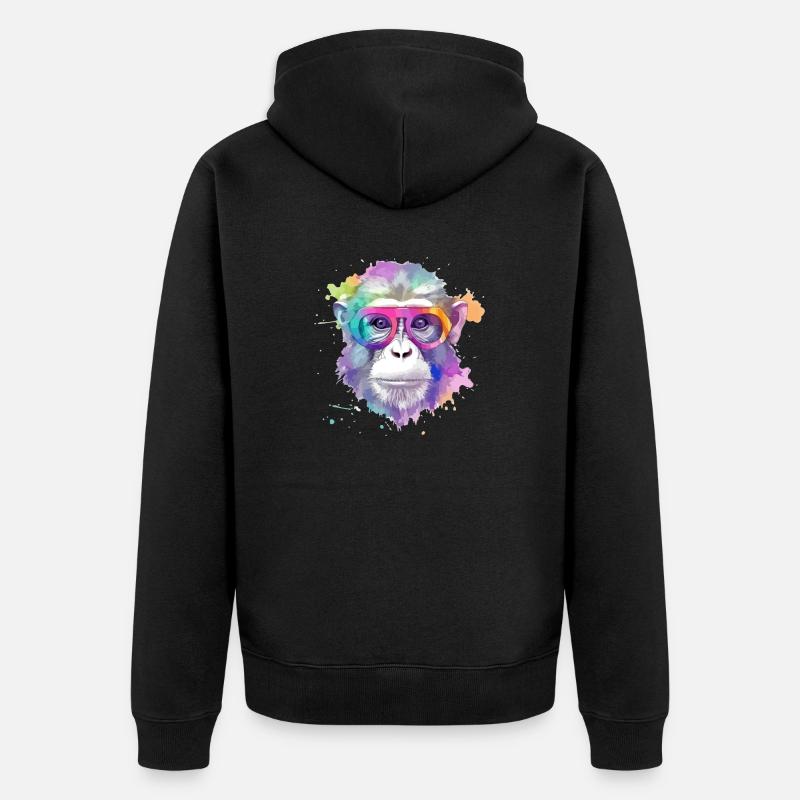 Koki der Schimpanse - Unisex Premium Bio Zip Hoodie - Schwarz