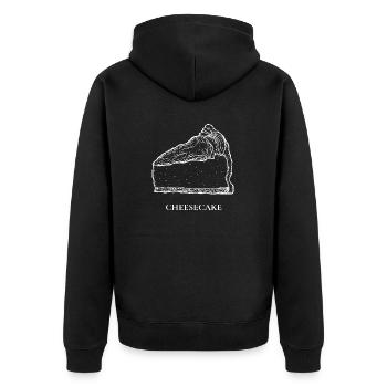Käsekuchen Zeichnung - Unisex Premium Bio Zip Hoodie - Schwarz - Hinten - Nico (187cm)