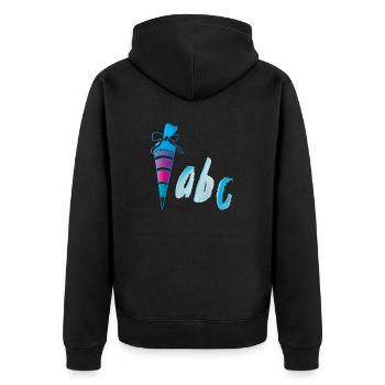 Zuckertüte zum Schulbeginn - Unisex Premium Bio Zip Hoodie - Schwarz - Hinten - Nico (187cm)