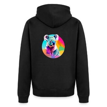 Koala - Unisex Premium Organic Zip Hoodie - black - Back - Nico (187cm)