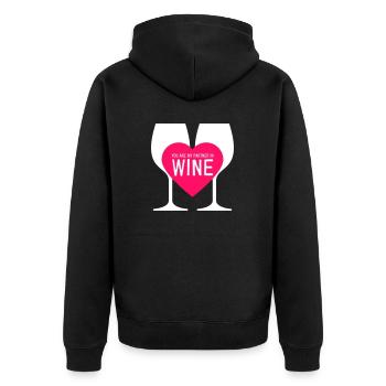 Partner in wine - Unisex Premium Organic Zip Hoodie - black - Back - Nico (187cm)