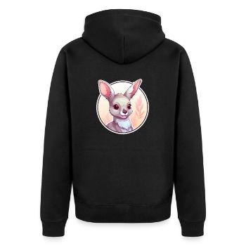 Känguru - Unisex Premium Bio Zip Hoodie - Schwarz - Hinten - Nico (187cm)