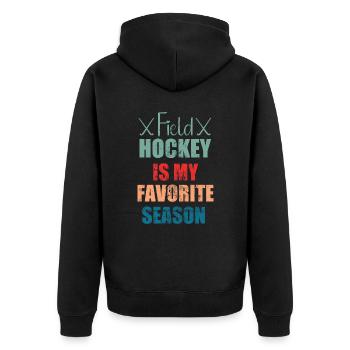 Le hockey sur gazon est ma saison préférée de hockey en salle - Veste à capuche bio Premium Unisexe - noir - Dos - Nico (187cm)