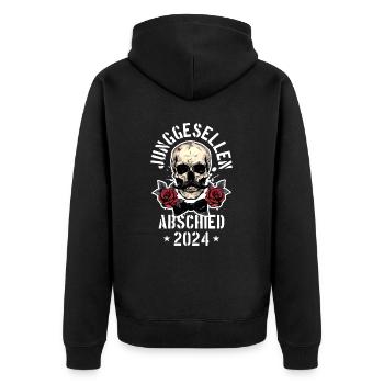 Crâne d’enterrement de vie de garçon 2024 - Veste à capuche bio Premium Unisexe - noir - Dos - Nico (187cm)