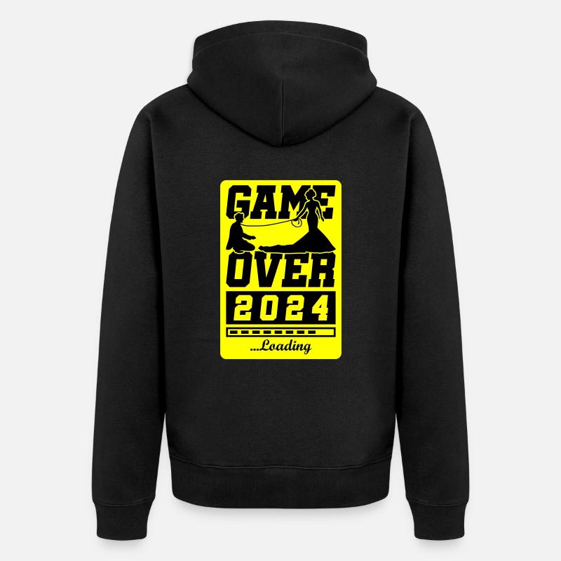 Hochzeit Loading 2024 Game Over - Unisex Premium Bio Zip Hoodie - Schwarz
