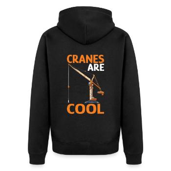 Cranes Are Cool - Unisex Premium Bio Zip Hoodie - Schwarz - Hinten - Nico (187cm)