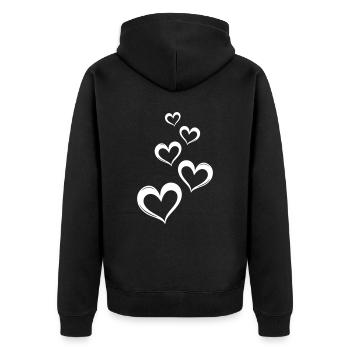 Herzen Liebe Symbol - Unisex Premium Bio Zip Hoodie - Schwarz - Hinten - Nico (187cm)