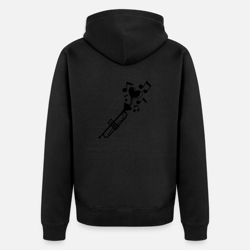 Notes de musique Heart Trumpet - Veste à capuche bio Premium Unisexe - noir