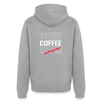 Coffee Addicted - Unisex Premium Bio Zip Hoodie - Grau meliert - Hinten - Nico (187cm)