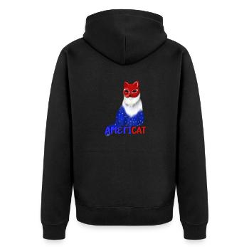 Americat - Unisex Premium Organic Zip Hoodie - black - Back - Nico (187cm)