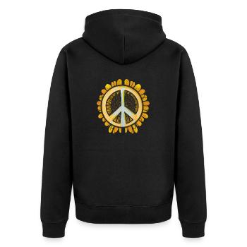 Friede - Unisex Premium Bio Zip Hoodie - Schwarz - Hinten - Nico (187cm)