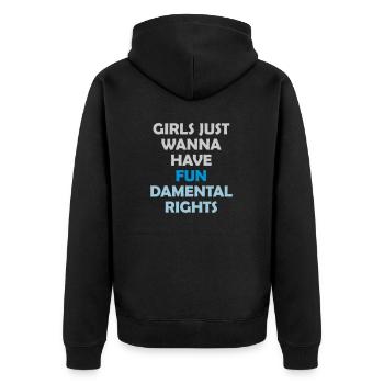 wanna have fundamental rights - Unisex Premium Organic Zip Hoodie - black - Back - Nico (187cm)