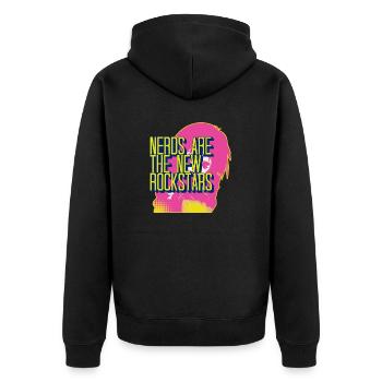 nerds are the new rockstars - Unisex Premium Bio Zip Hoodie - Schwarz - Hinten - Nico (187cm)