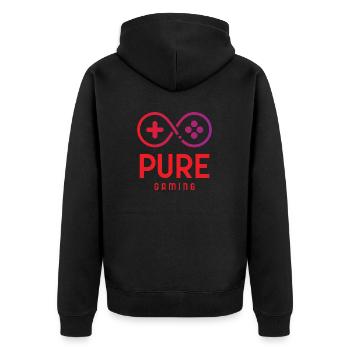 pure gaming - Unisex Premium Organic Zip Hoodie - black - Back - Nico (187cm)